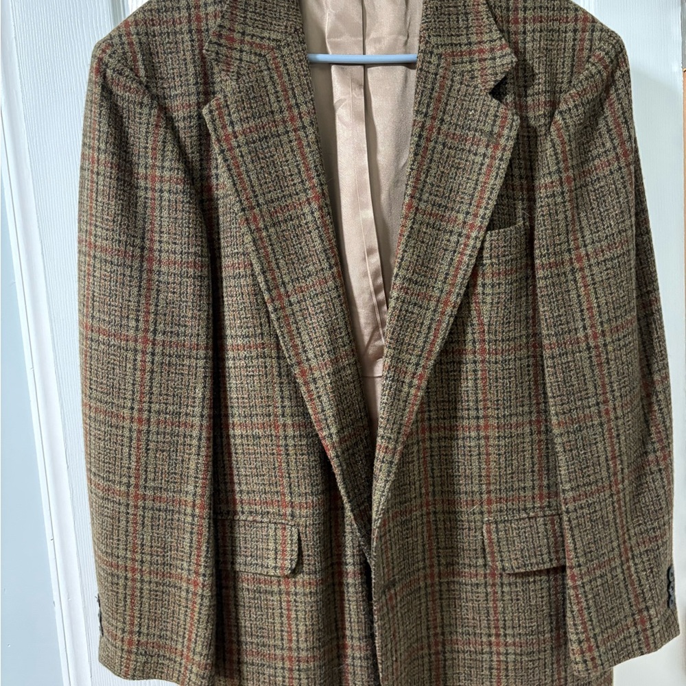 EUC VTG Eddie Bauer brown Plaid Men's Blazer 44r